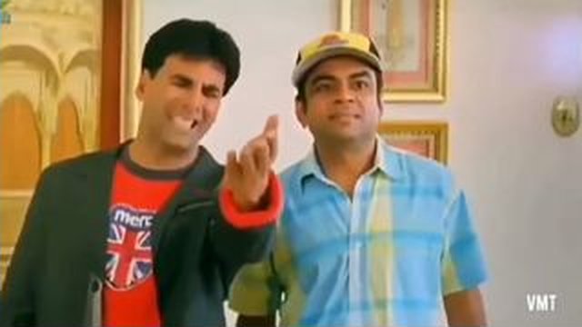 two men pointing